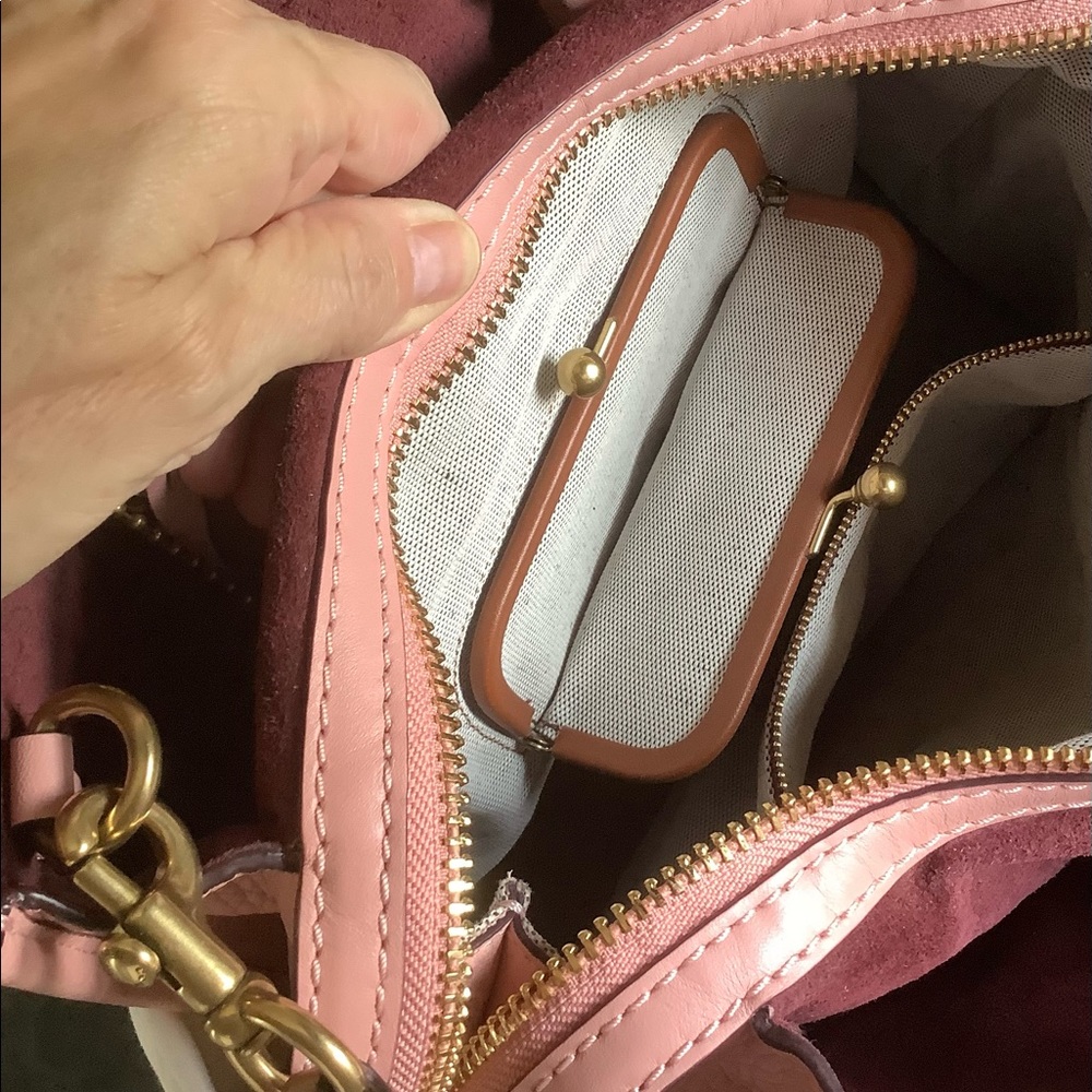 Coach Embellished Pink Leather Satchel - Picture 12 of 12